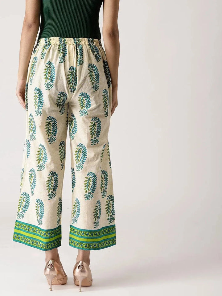 Multicoloured Printed Cotton Palazzos - Libas