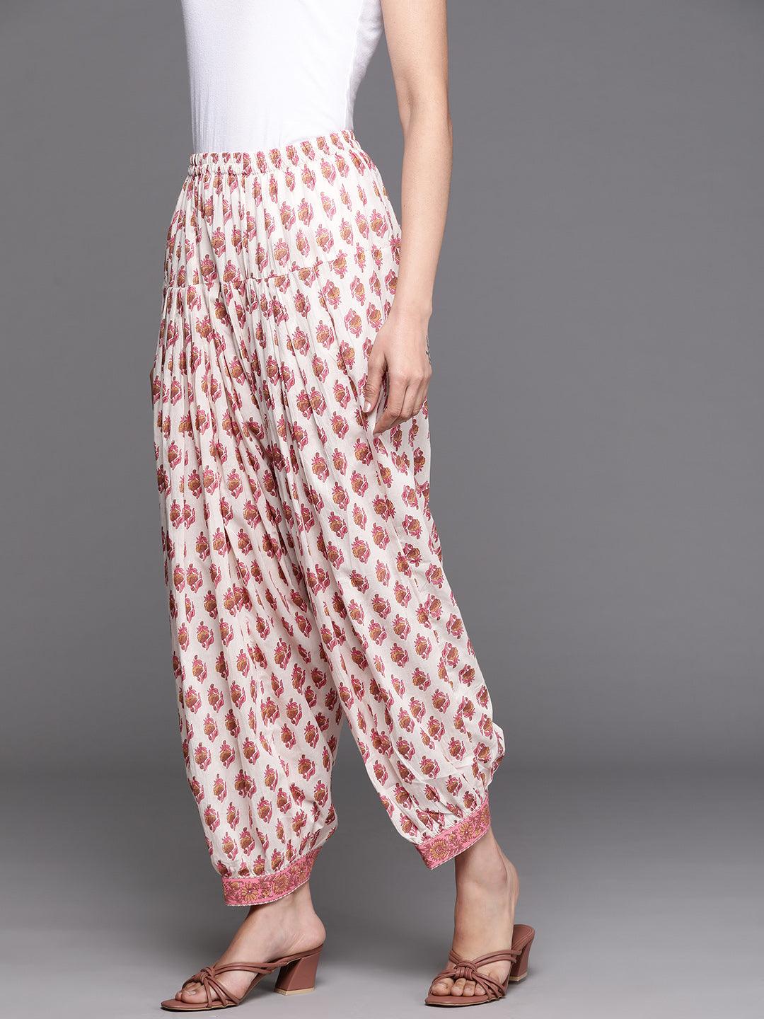 Multicoloured Printed Cotton Salwar Pants - Libas