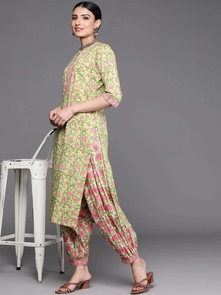 Multicoloured Printed Cotton Salwar Pants - Libas