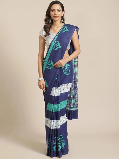 Multicoloured Printed Cotton Saree - Libas