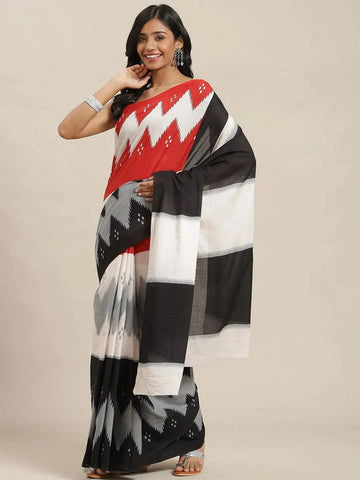 Multicoloured Printed Cotton Saree