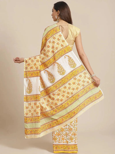 Multicoloured Printed Cotton Saree - Libas