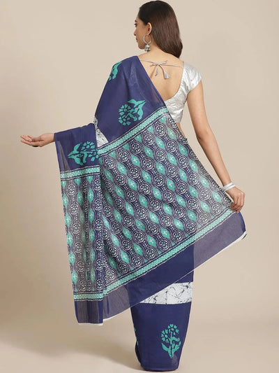 Multicoloured Printed Cotton Saree - Libas