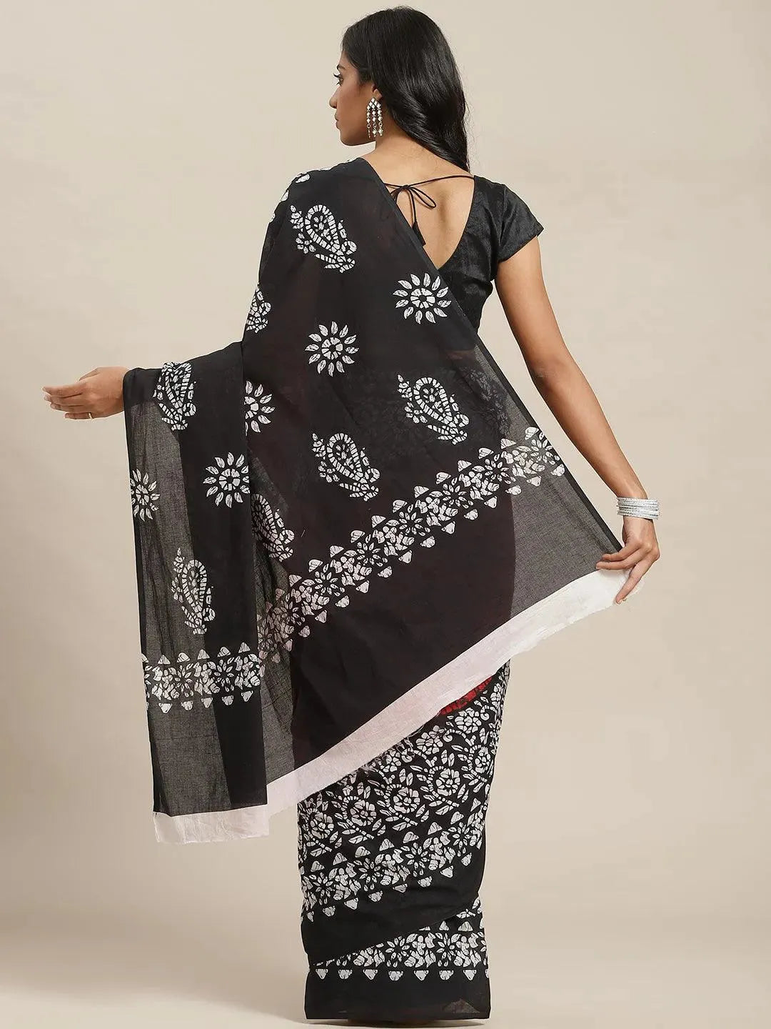 Multicoloured Printed Cotton Saree - Libas