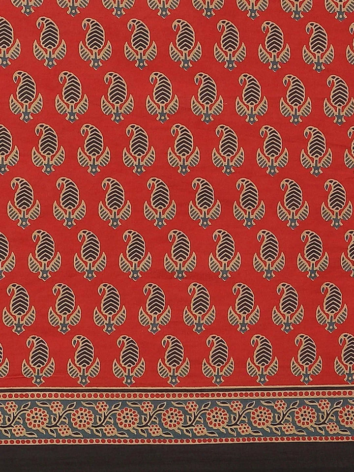 Multicoloured Printed Cotton Saree - Libas