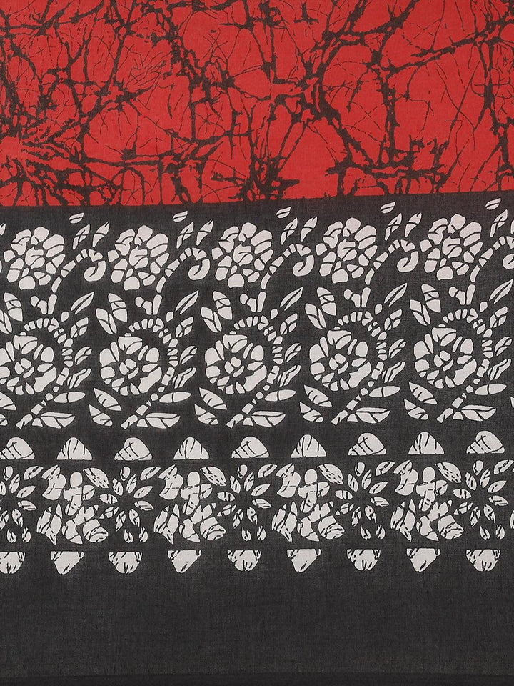 Multicoloured Printed Cotton Saree - Libas