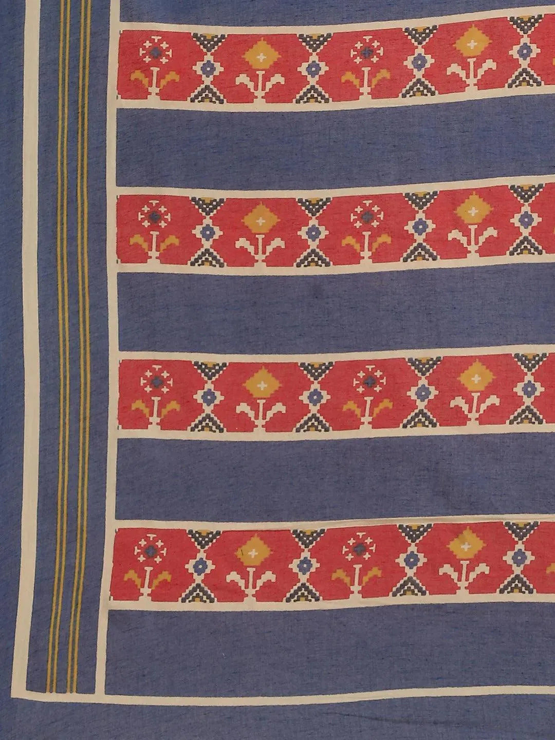 Multicoloured Printed Cotton Saree - Libas 