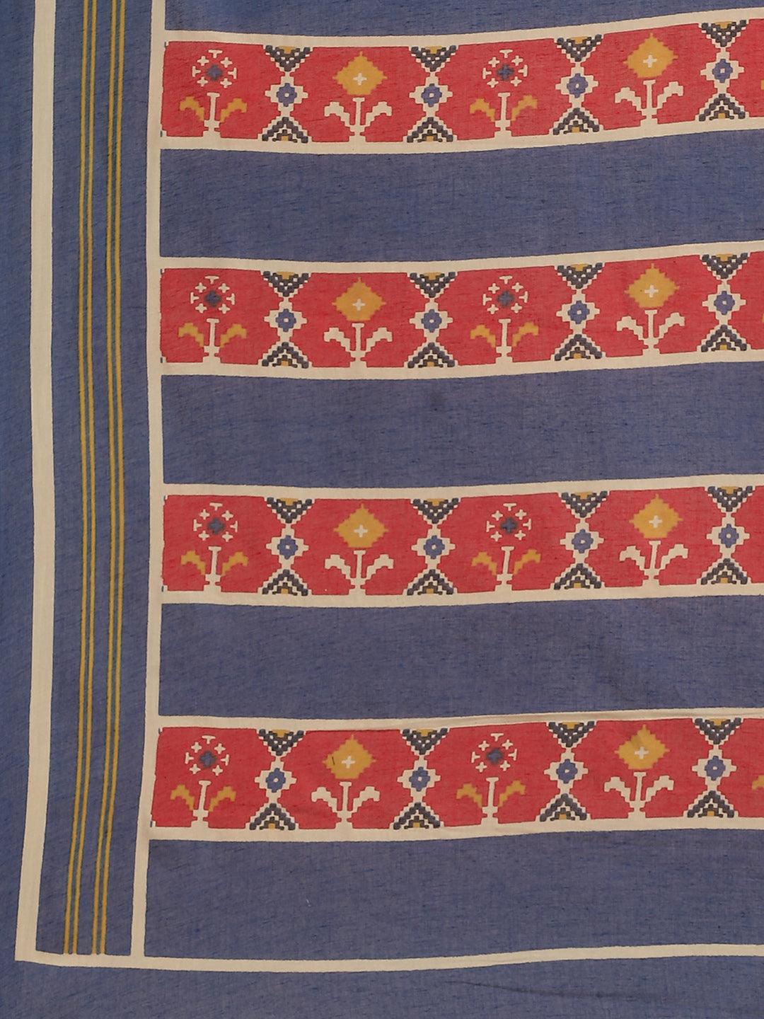 Multicoloured Printed Cotton Saree - Libas