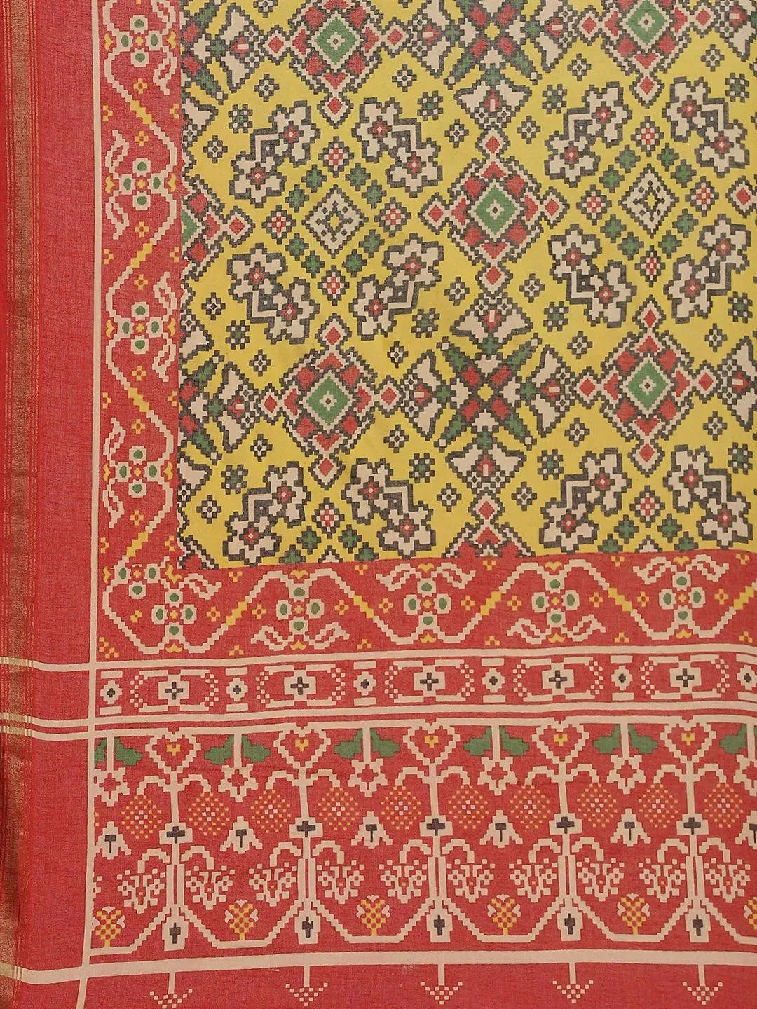 Multicoloured Printed Cotton Saree - Libas 
