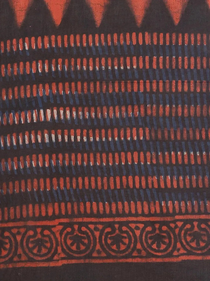 Multicoloured Printed Cotton Saree - Libas