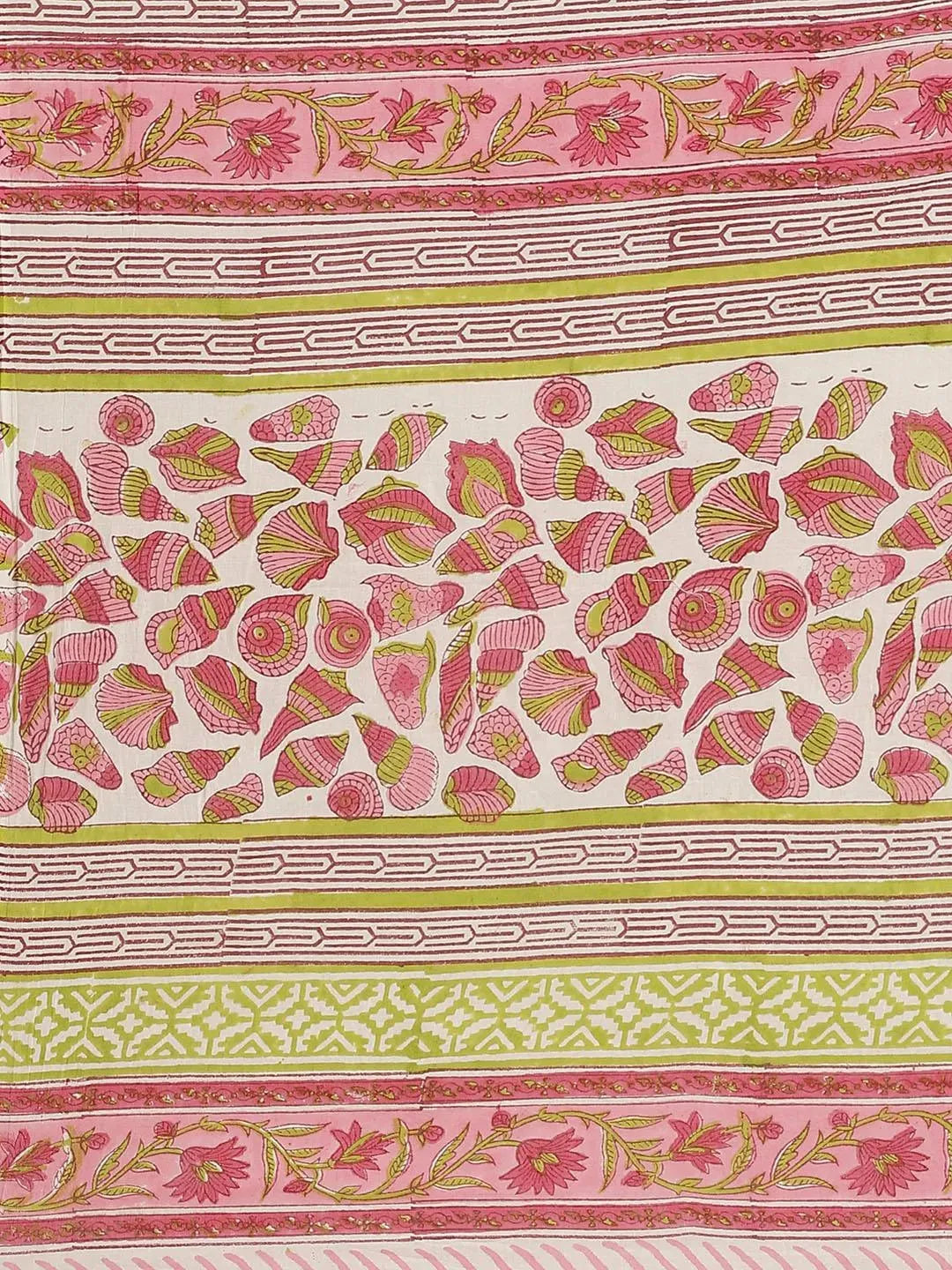 Multicoloured Printed Cotton Saree - Libas 