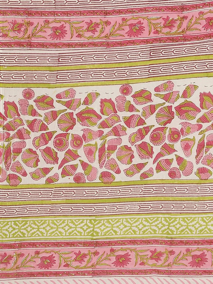 Multicoloured Printed Cotton Saree - Libas