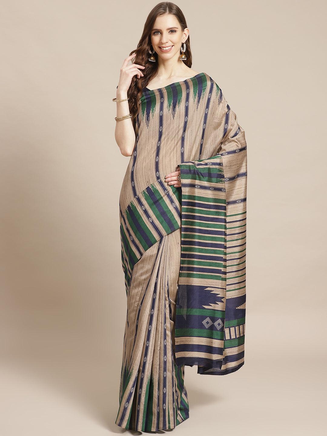 Multicoloured Printed Cotton Silk Saree
