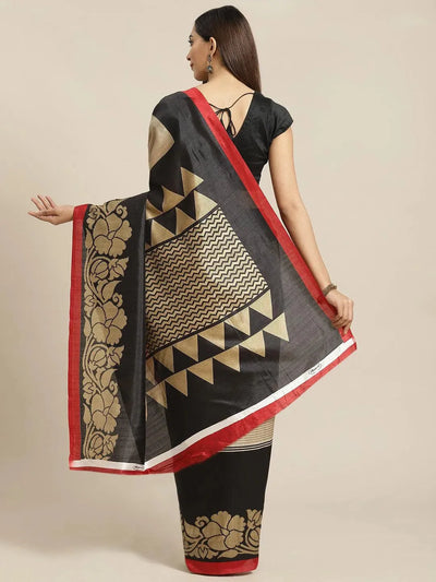 Multicoloured Printed Cotton Silk Saree - Libas