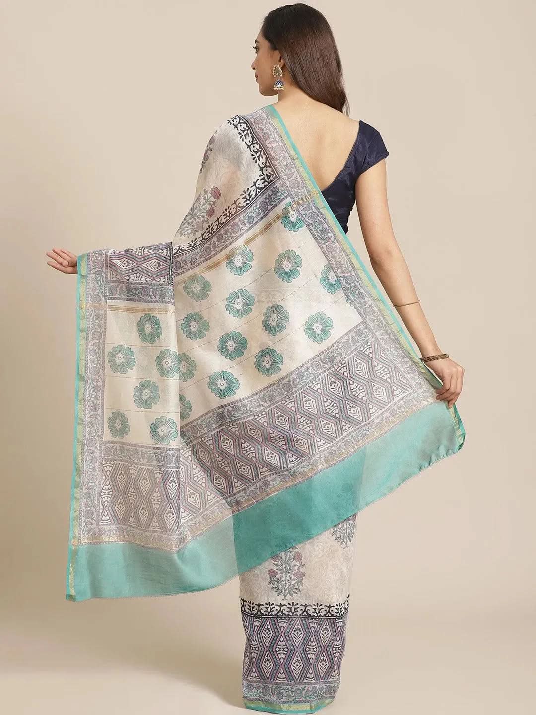 

Multicoloured Printed Cotton Silk Saree