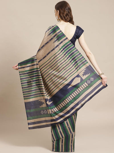 Multicoloured Printed Cotton Silk Saree - Libas