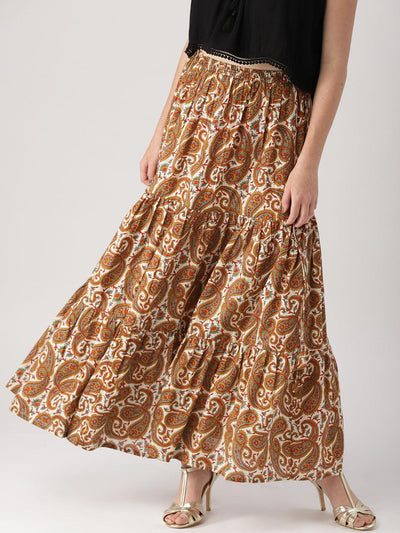 Multicoloured Printed Cotton Skirt - Libas