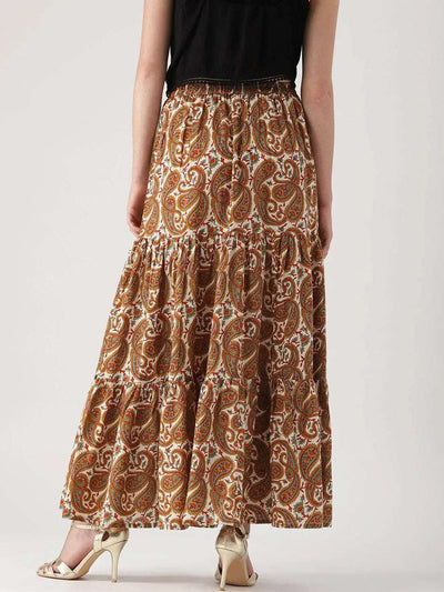 Multicoloured Printed Cotton Skirt - Libas