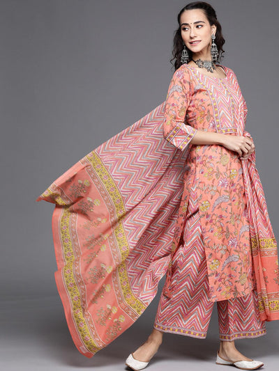 Multicoloured Printed Cotton Suit Set - Libas