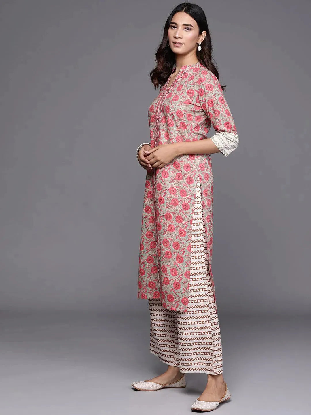 Multicoloured Printed Cotton Suit Set - Libas