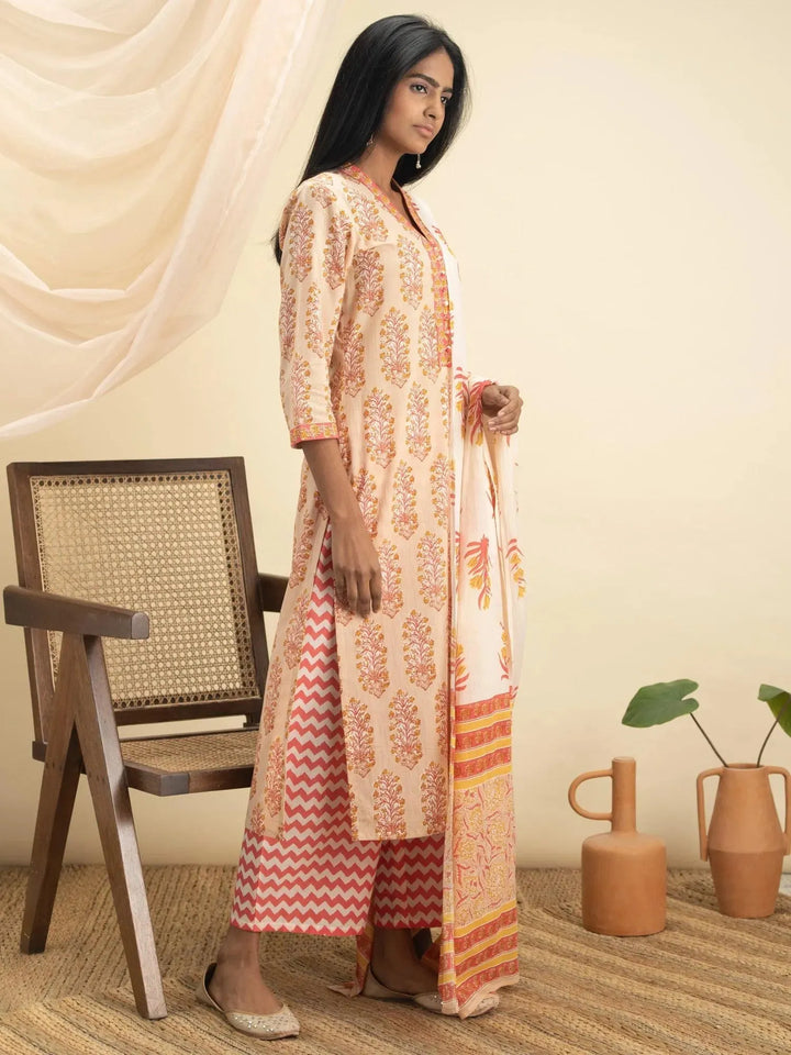 Multicoloured Printed Cotton Suit Set - Libas