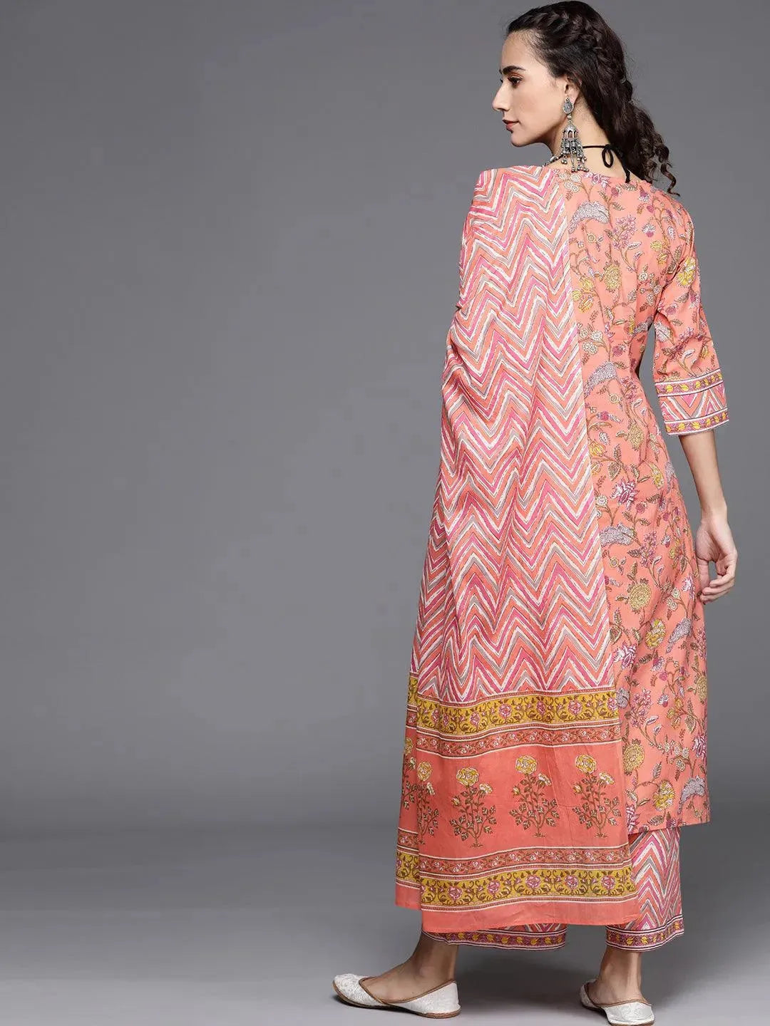 Multicoloured Printed Cotton Suit Set - Libas 