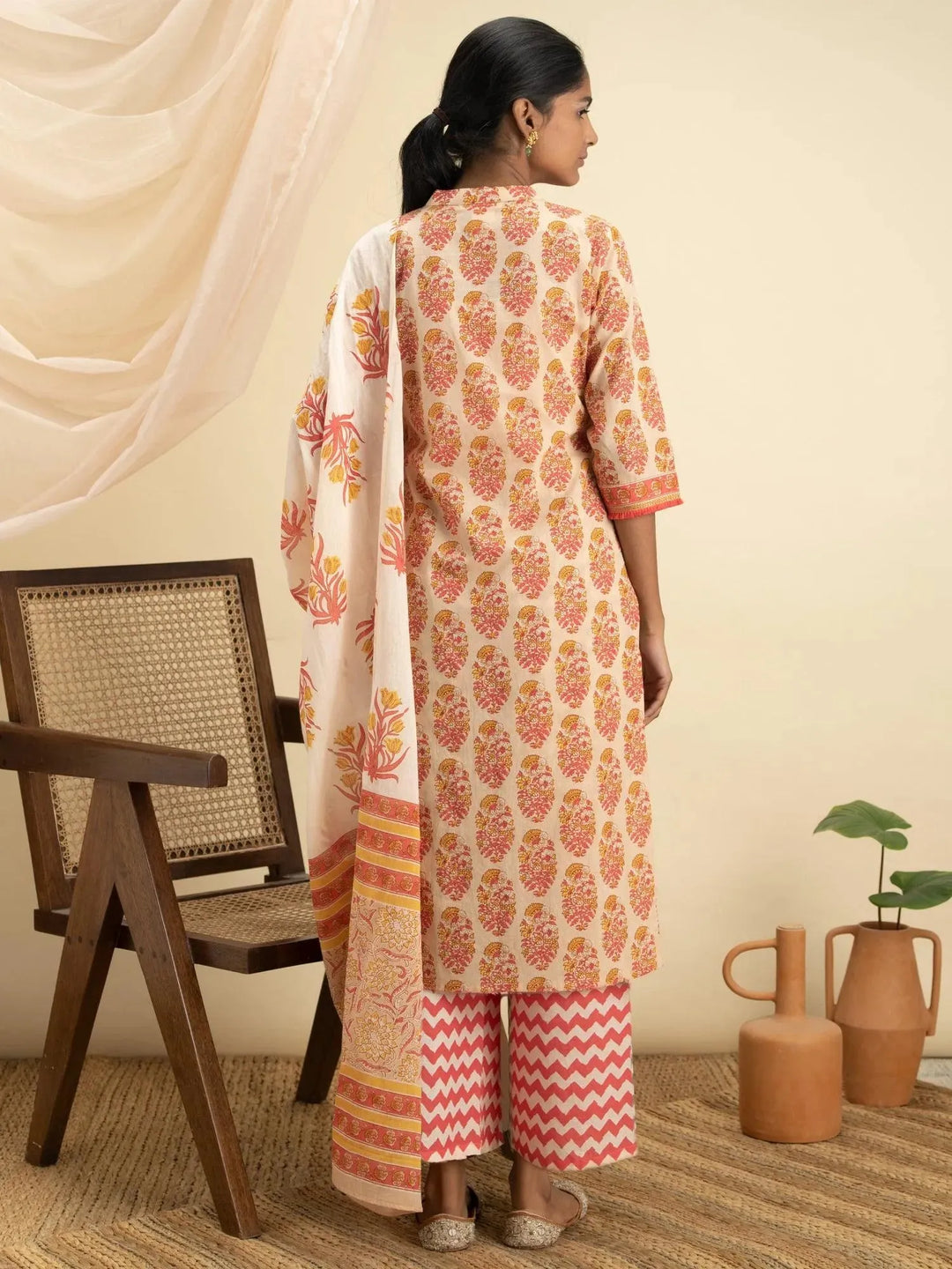 Multicoloured Printed Cotton Suit Set - Libas