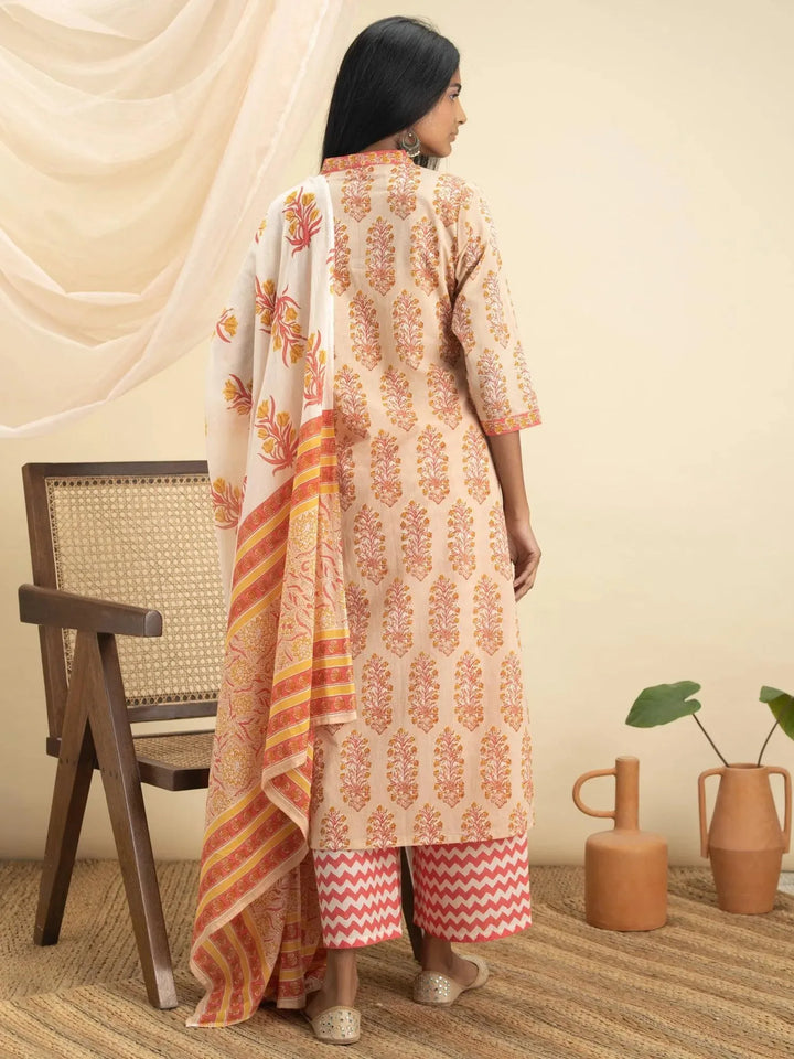 Multicoloured Printed Cotton Suit Set - Libas