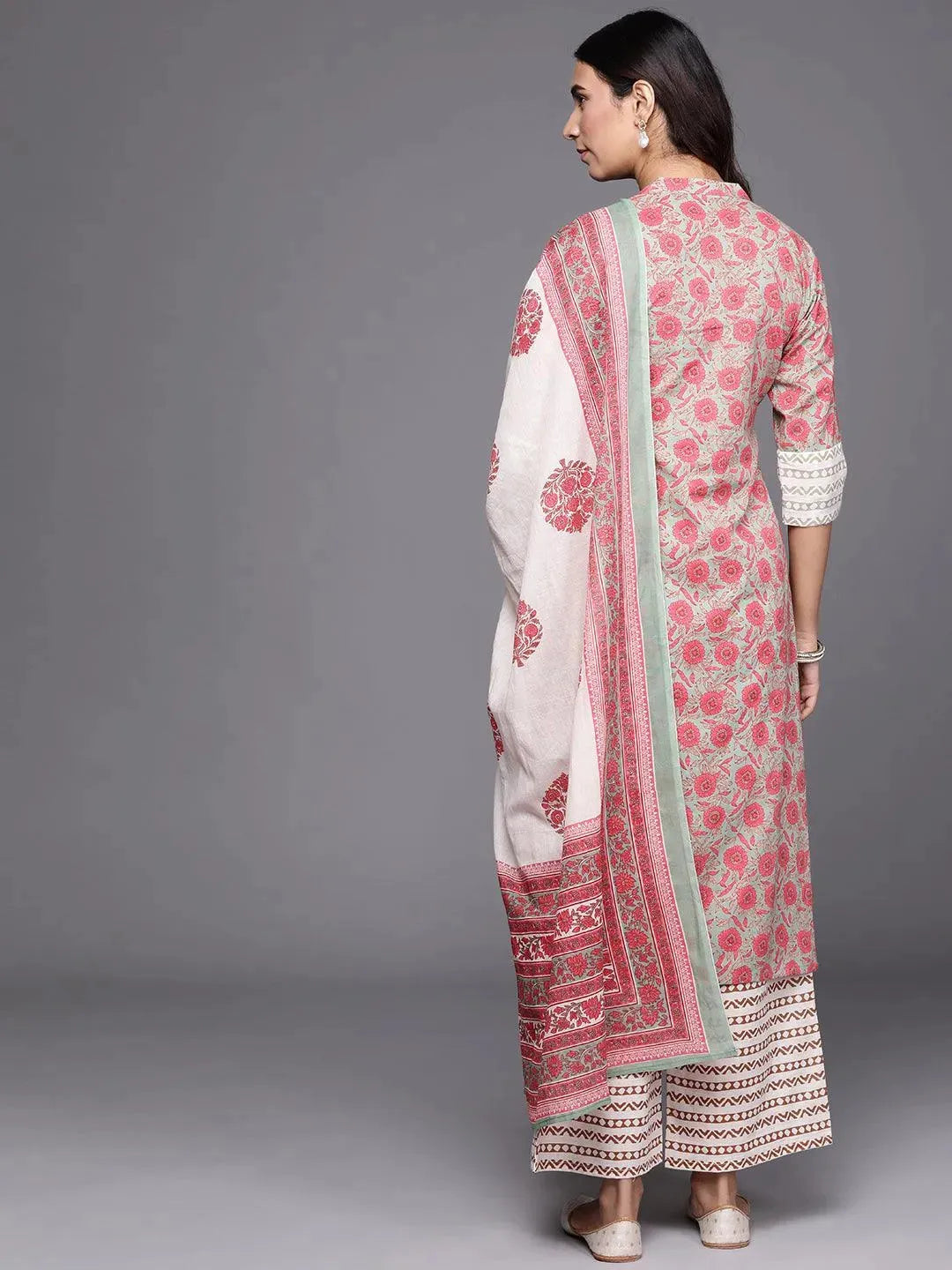 Multicoloured Printed Cotton Suit Set - Libas 