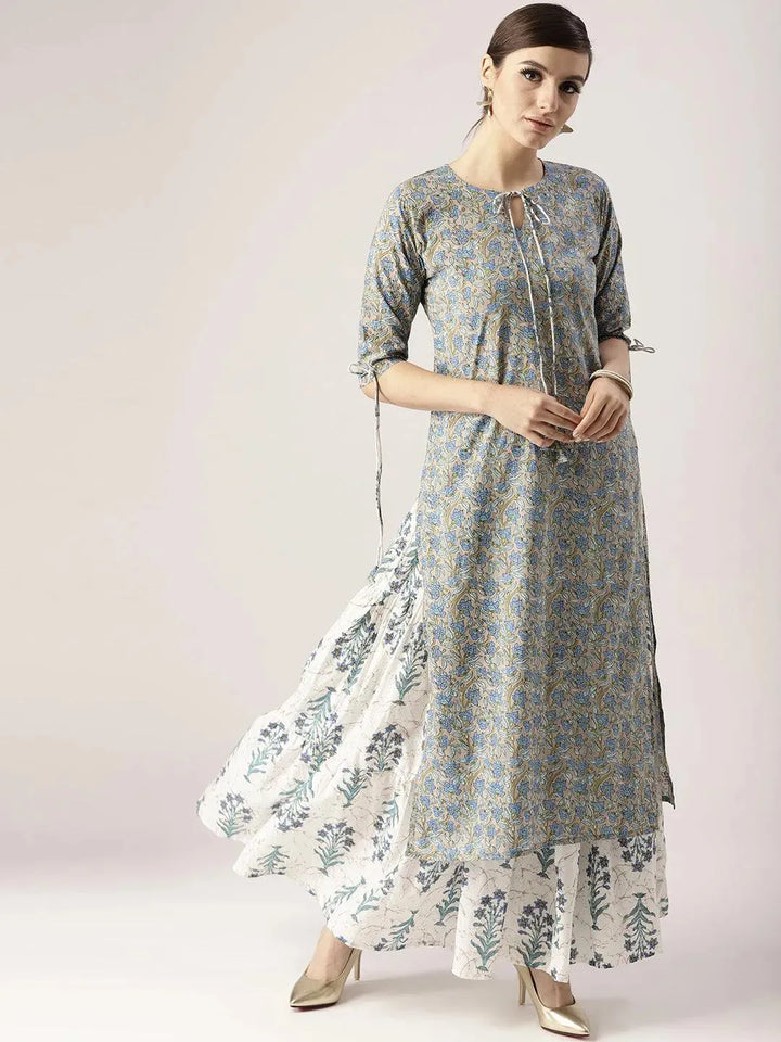 Multicoloured Printed Cotton Kurta Set - Libas