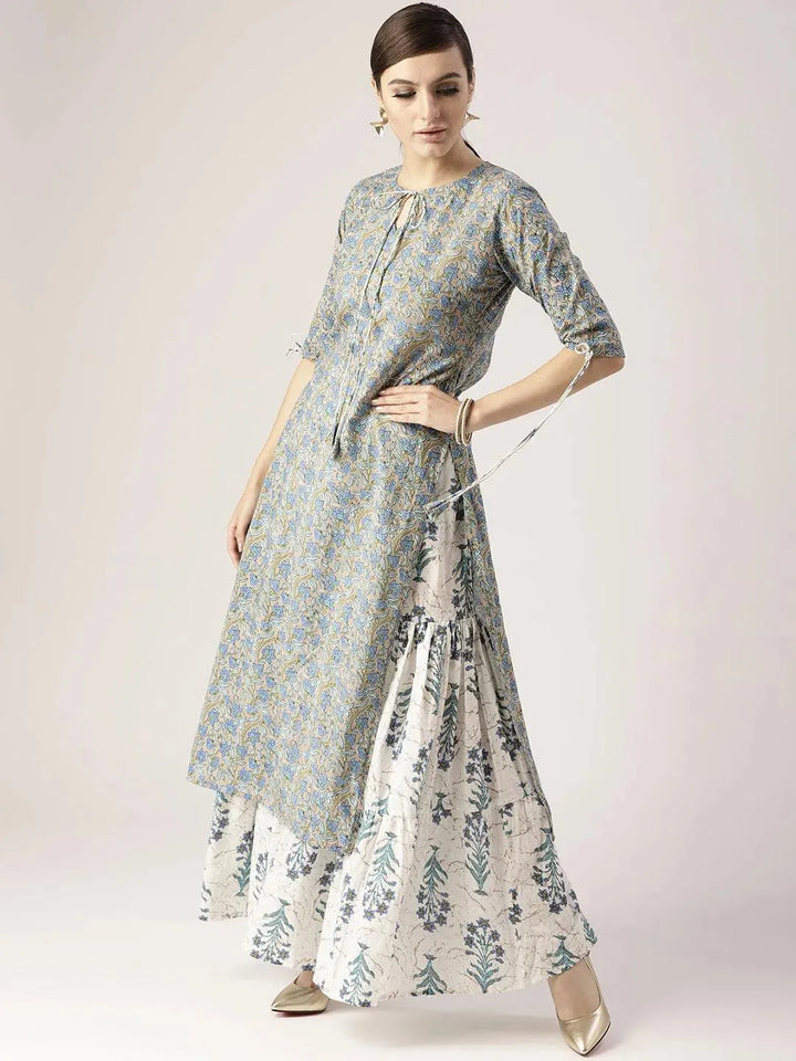 Multicoloured Printed Cotton Kurta Set - Libas