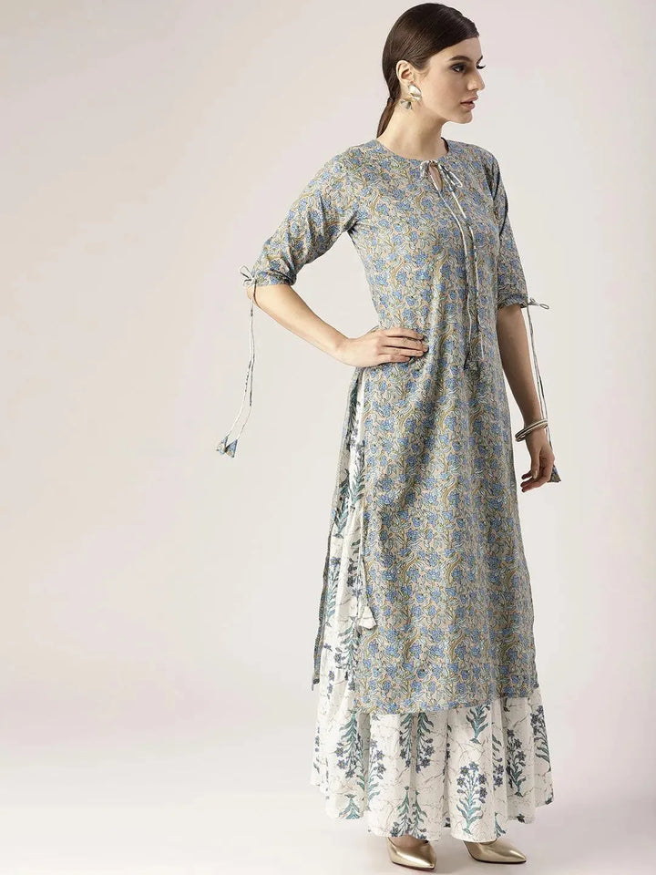 Multicoloured Printed Cotton Kurta Set - Libas