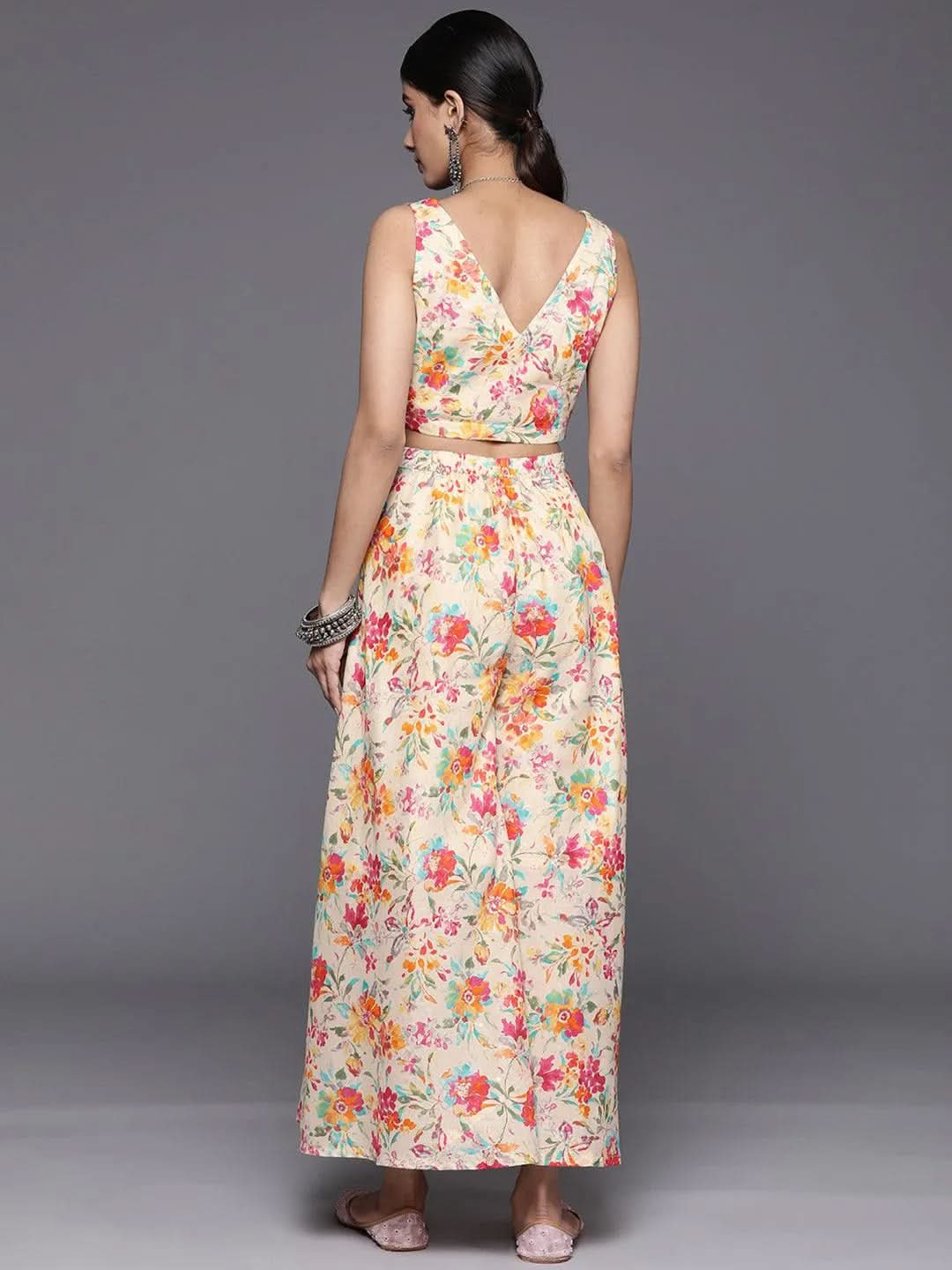

Multicoloured Printed Cotton Top With Palazzos