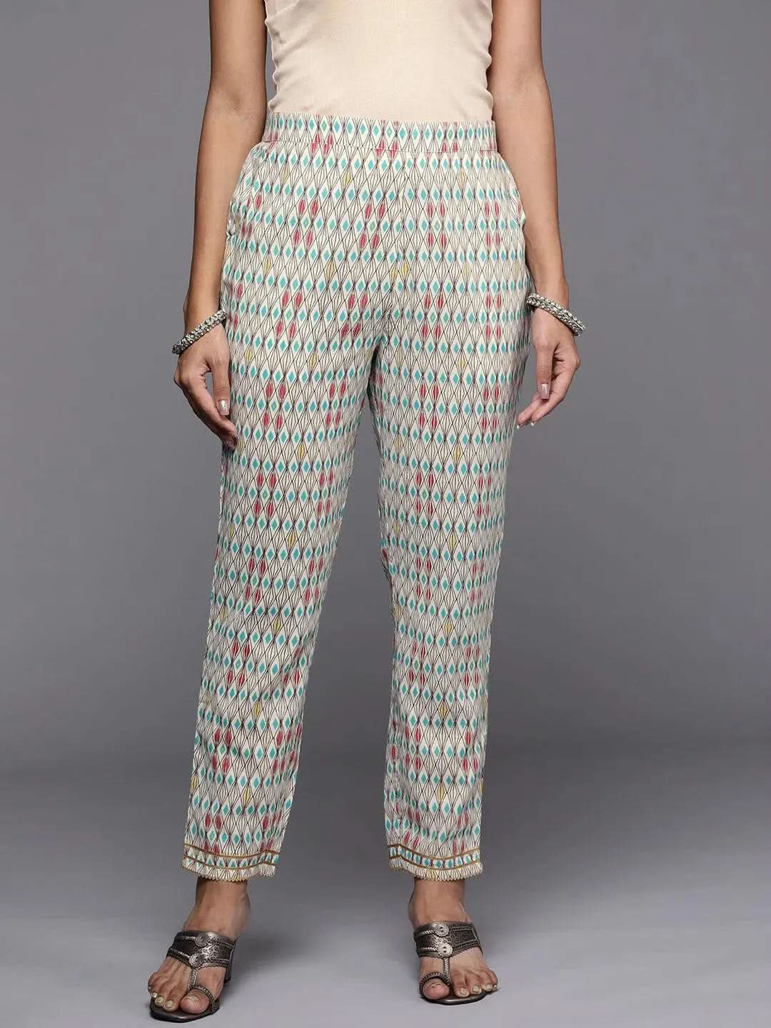 Multicoloured Printed Cotton Trousers - Libas 