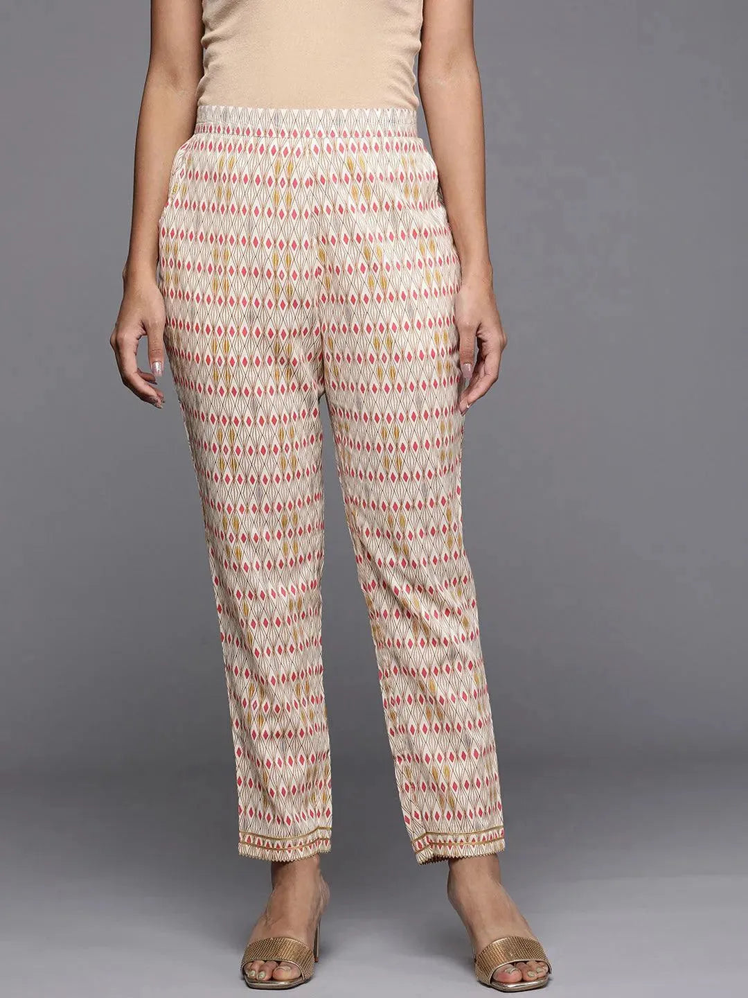 Multicoloured Printed Cotton Trousers - Libas