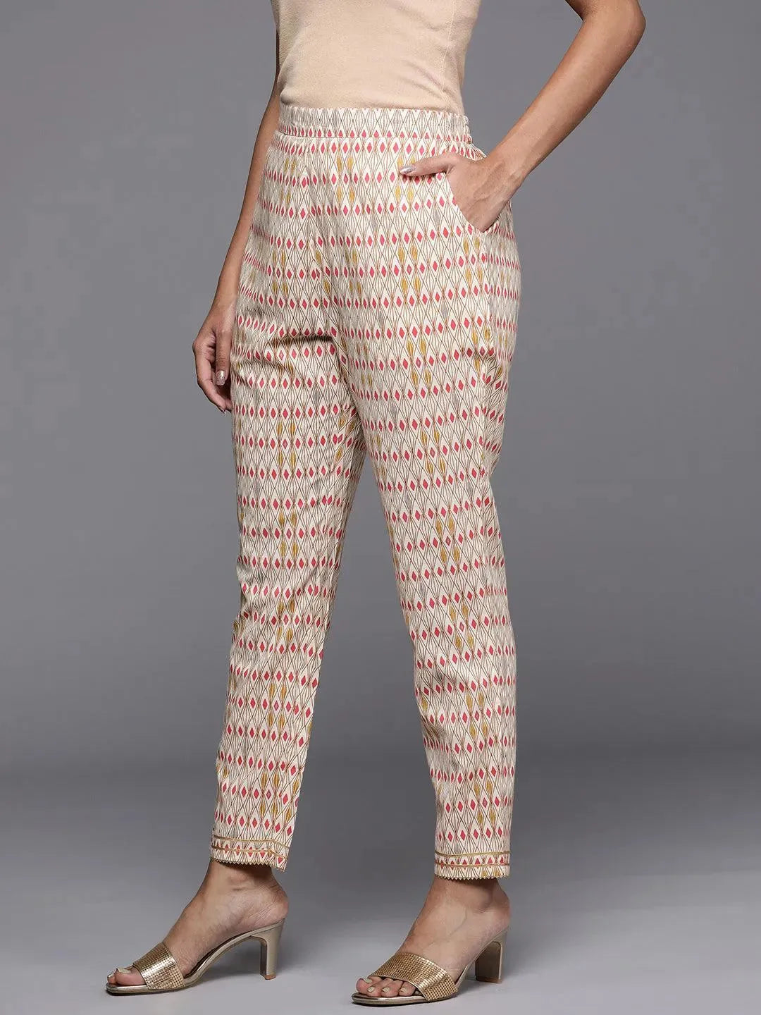 Multicoloured Printed Cotton Trousers - Libas