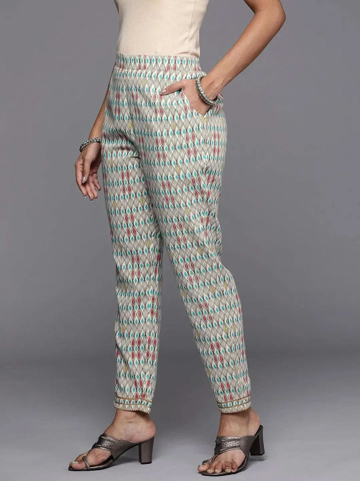 Multicoloured Printed Cotton Trousers - Libas