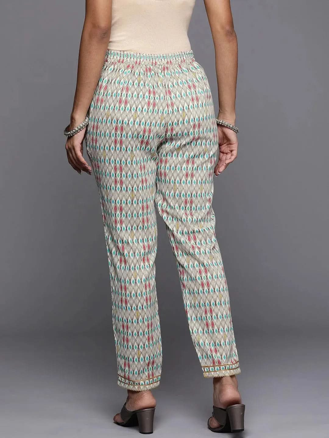 Multicoloured Printed Cotton Trousers - Libas 