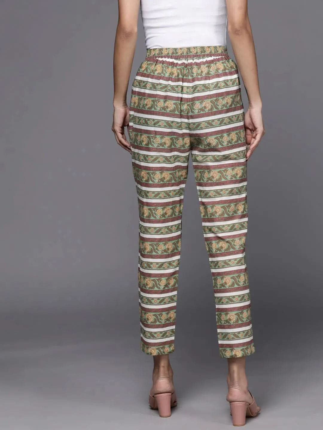 Multicoloured Printed Cotton Trousers - Libas 
