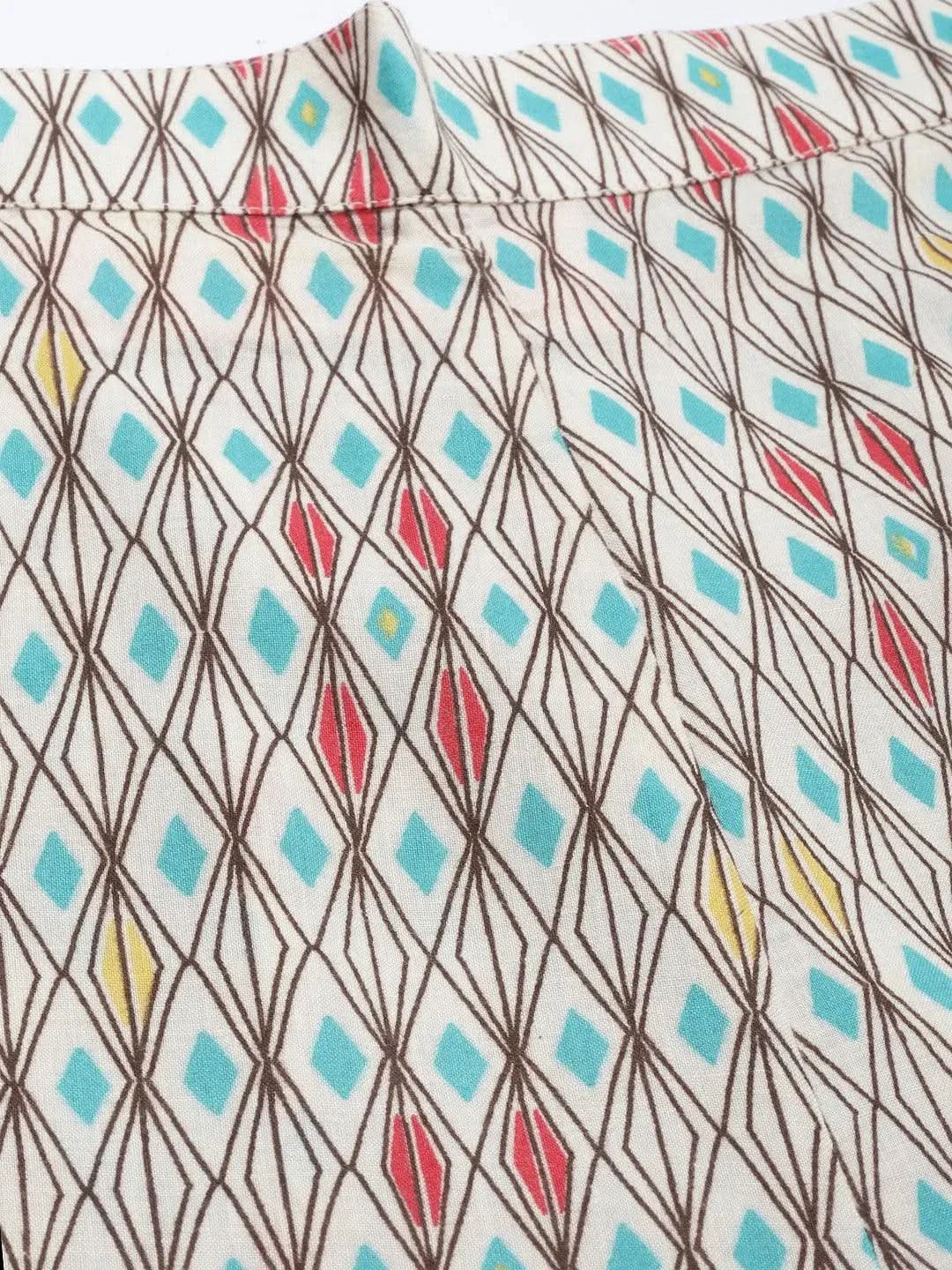 Multicoloured Printed Cotton Trousers - Libas 