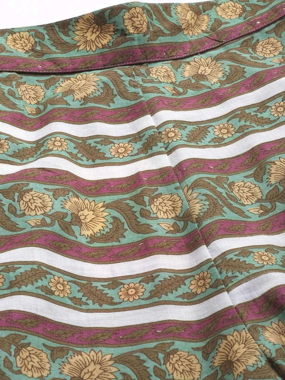 Multicoloured Printed Cotton Trousers - Libas 