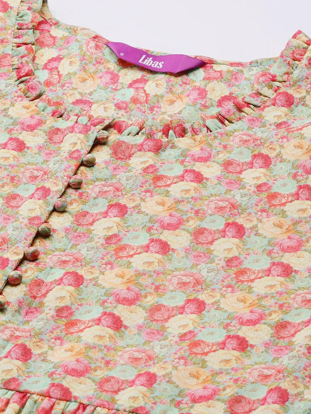 

Multicoloured Printed Georgette A-Line Kurta