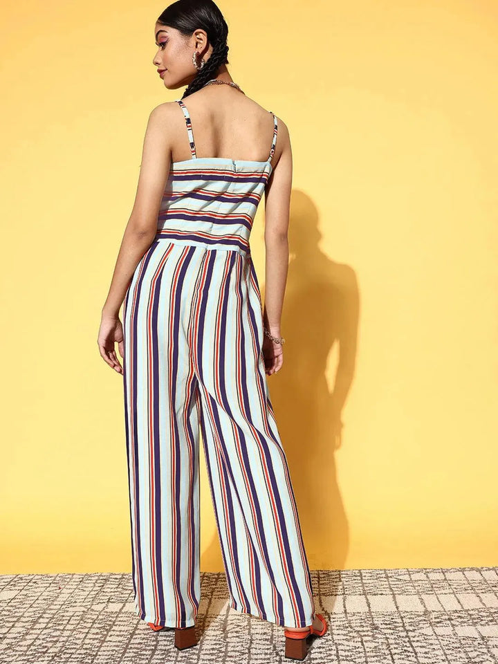 Multicoloured Printed Georgette Jumpsuit - Libas