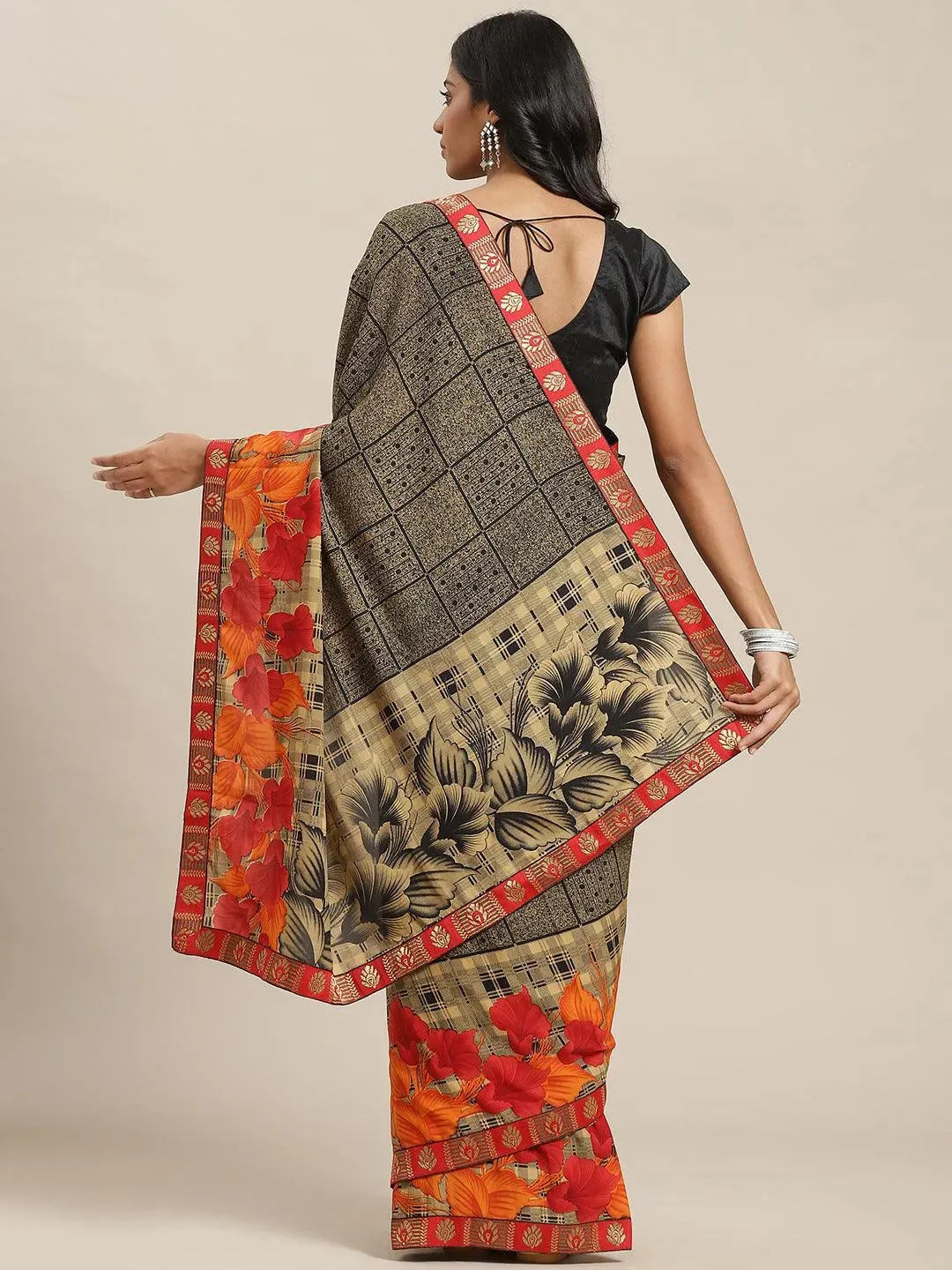 Multicoloured Printed Georgette Saree - Libas