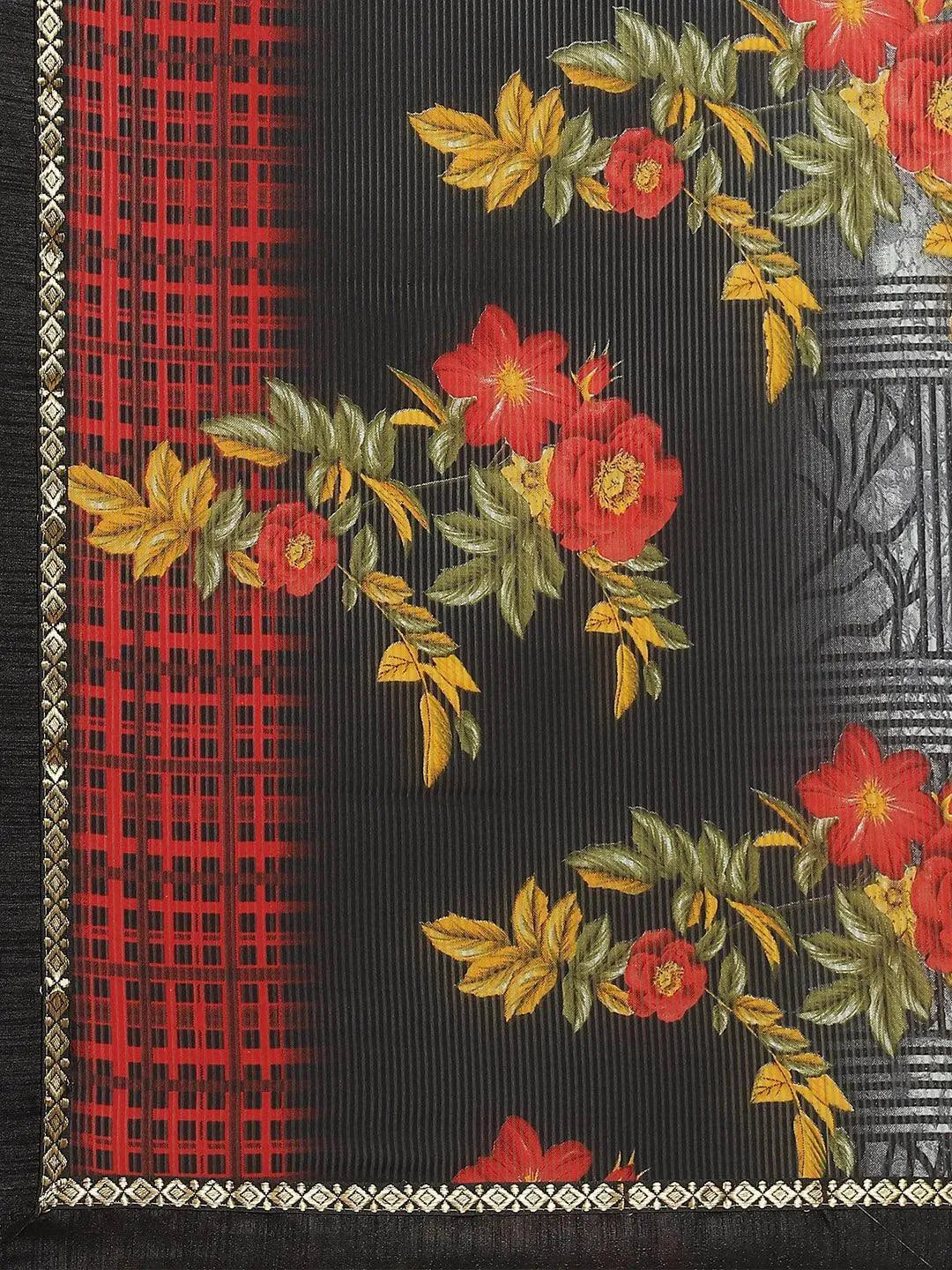 Multicoloured Printed Georgette Saree - Libas 