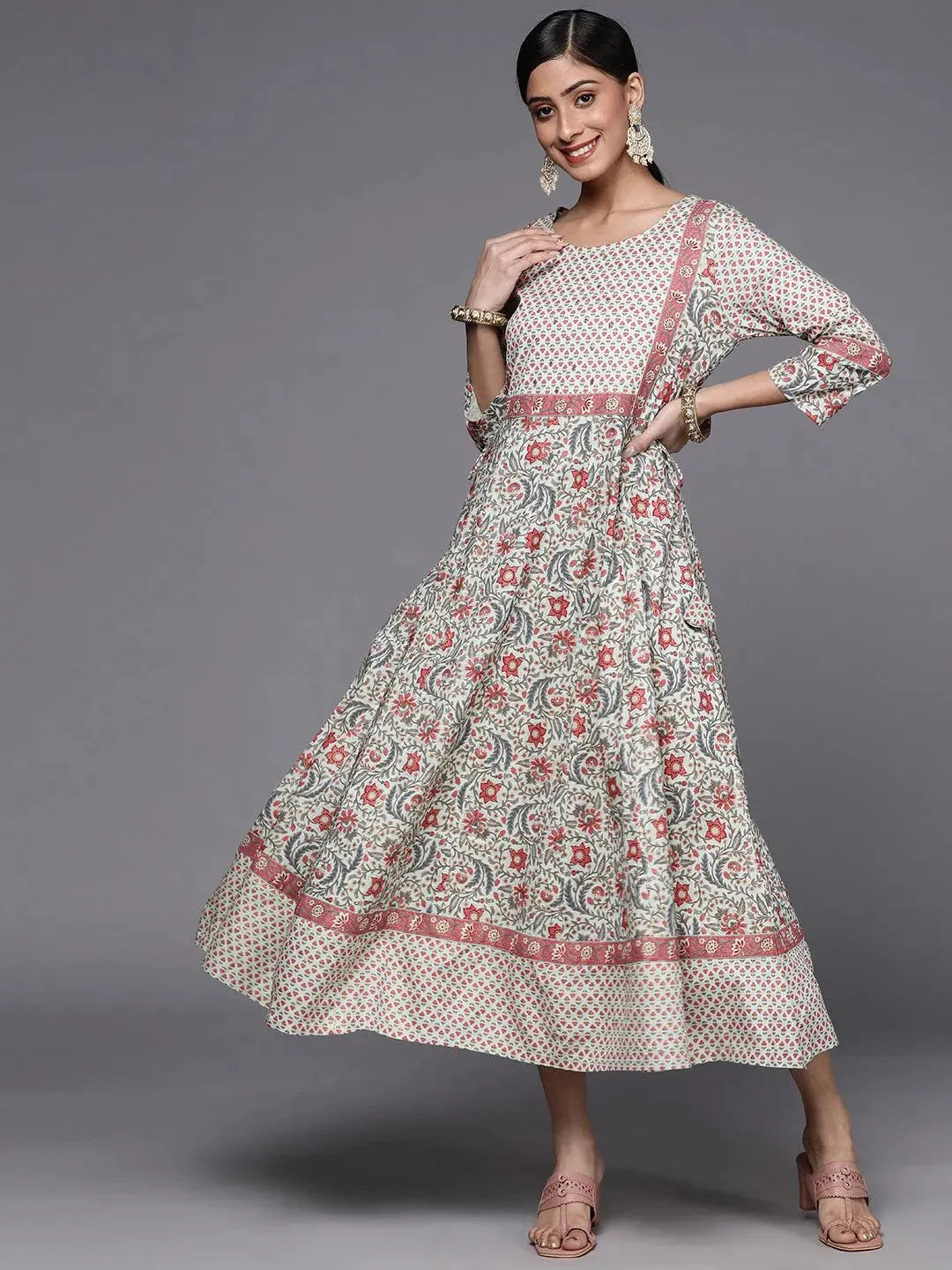 Multicoloured Printed Rayon A-Line Dress - Libas