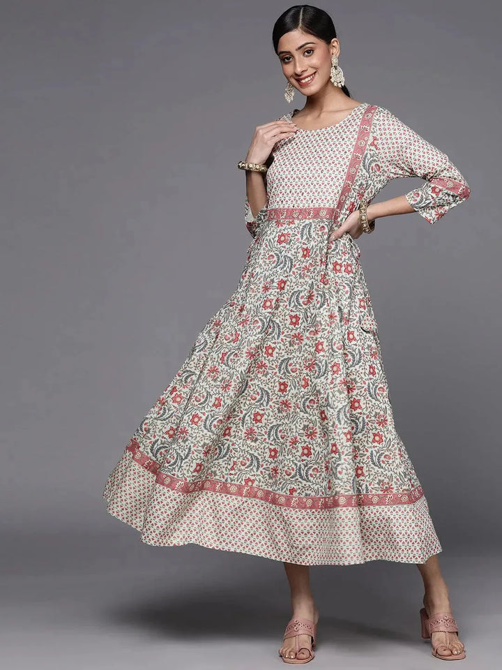Multicoloured Printed Rayon A-Line Dress - Libas