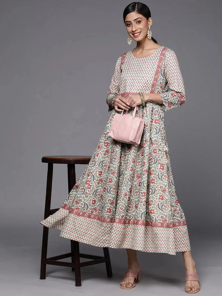 Multicoloured Printed Rayon A-Line Dress - Libas