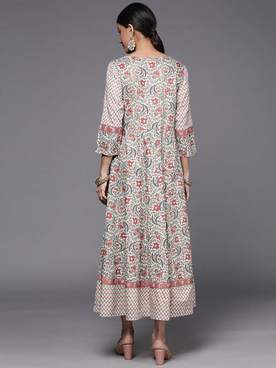 Multicoloured Printed Rayon A-Line Dress - Libas