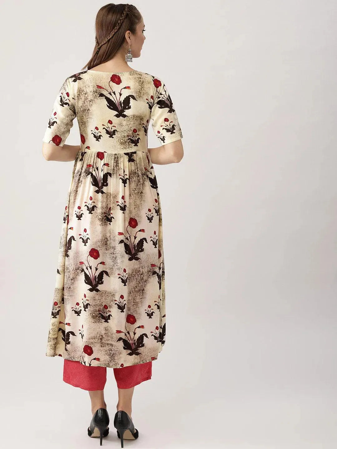 Multicoloured Printed Rayon Kurta Set - Libas